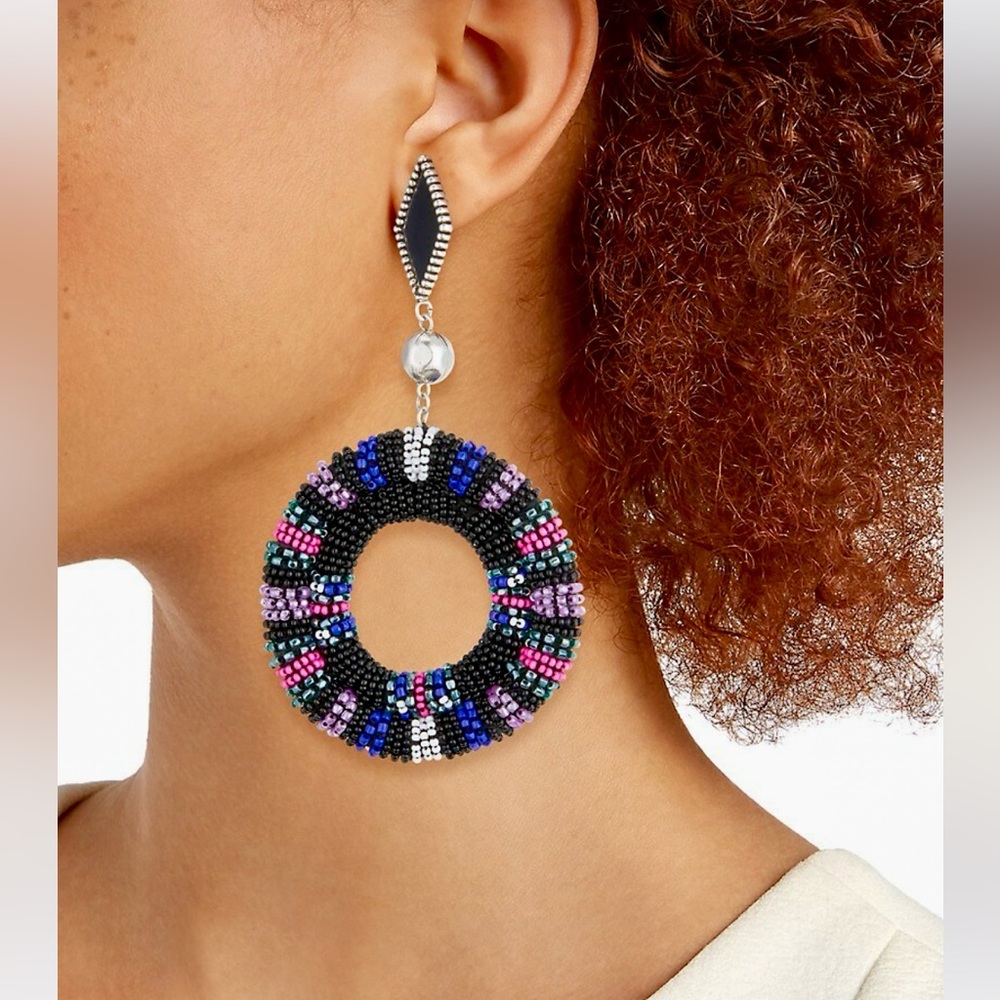 🌺🎉HP🎉🌺 NWT Isabel Marant Beaded Hoop Chandeliers - Picture 11 of 16